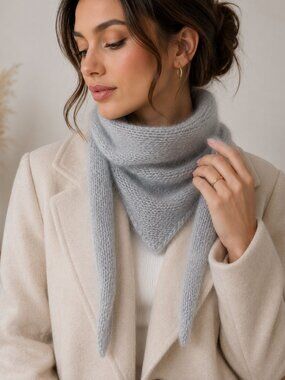 Knitted Shawl Hand knitted Scarf Handmade Knitted Shawl Blue Scarf Style Shoulde